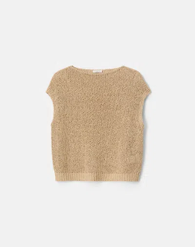 Lafayette 148 Plus Size Cotton Silk Open Knit Pullover Tank In Plaster