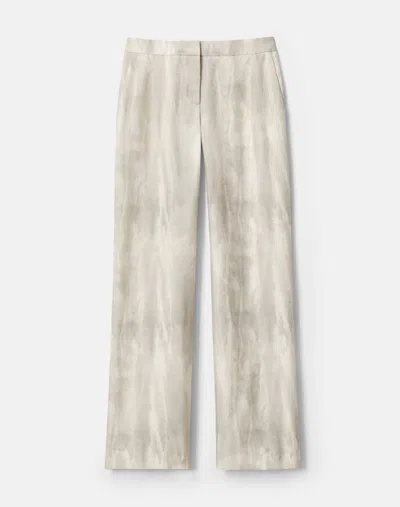 Lafayette 148 Plus Size Printed Silk Mid Rise Trouser Pant In Neutral