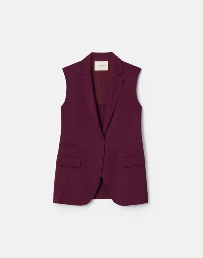 Lafayette 148 Neapolitan Pick Stitch Lightweight Wool Vest In Violet Ash