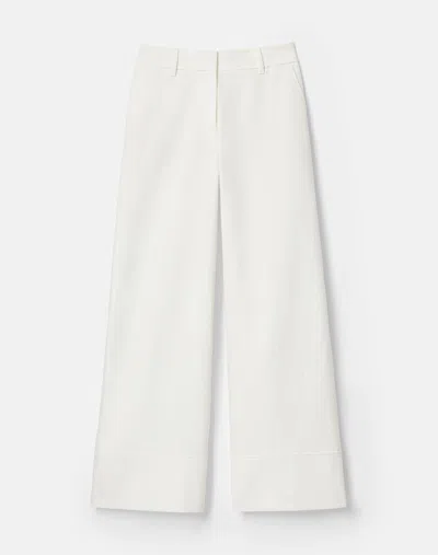Lafayette 148 Cotton Linen Twill Wide Leg Pant In White