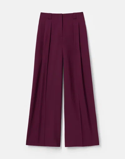 Lafayette 148 Stretch Wool Pleated Wide Leg Pant In Violet Ash