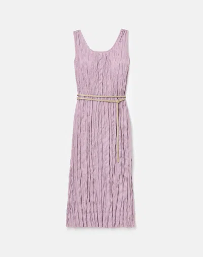 Lafayette 148 Plisse Belted Midi Sleeveless Dress In Lavender Tint Melange