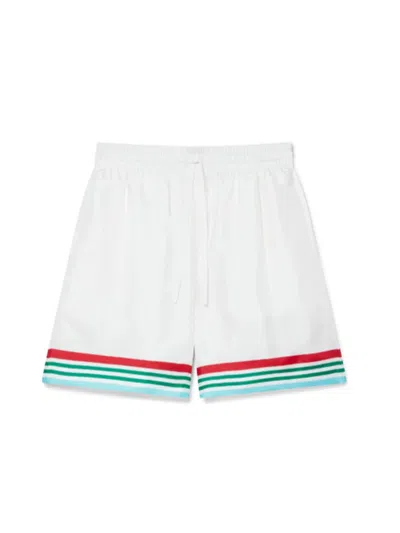 Casablanca Mens Casa Way World Series Relaxed-fit Striped Silk Shorts