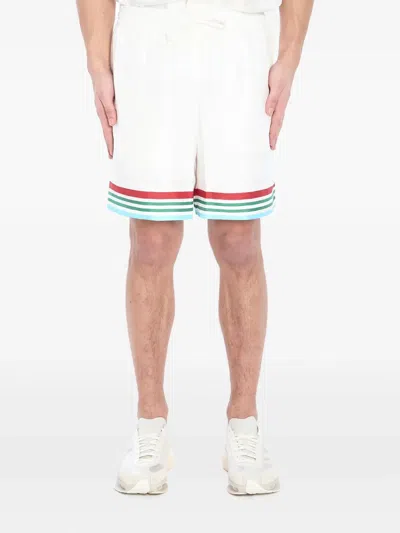 Casablanca Mens Casa Way World Series Relaxed-fit Striped Silk Shorts
