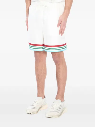 Casablanca Mens Casa Way World Series Relaxed-fit Striped Silk Shorts