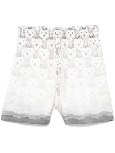 Casablanca Gray Silk Shorts With Logo
