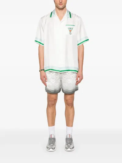 Casablanca Gray Silk Shorts With Logo