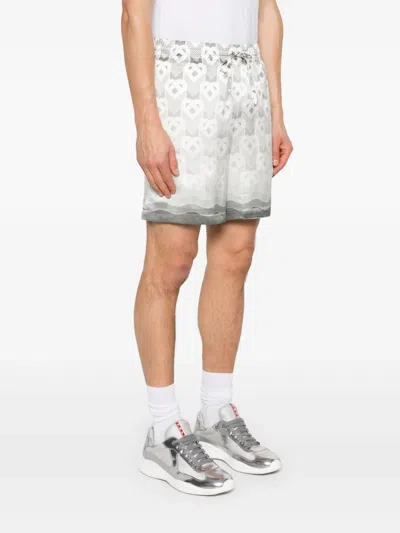 Casablanca Gray Silk Shorts With Logo