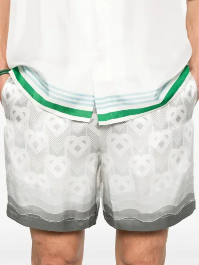 Casablanca Gray Silk Shorts With Logo