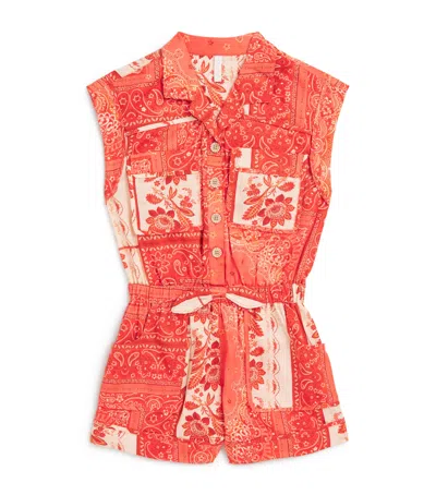 Zimmermann Cotton Lucky Kids Pocket Playsuit In Red