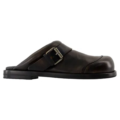 Acne Studios Women Leather Buckle Mules In Brown
