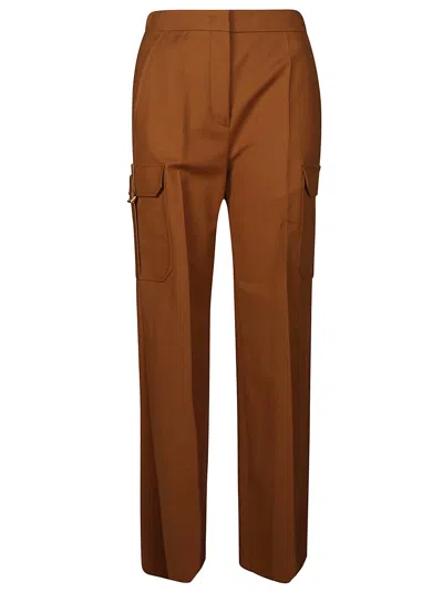 Max Mara Edda Logo-embroidered Trousers In Brown