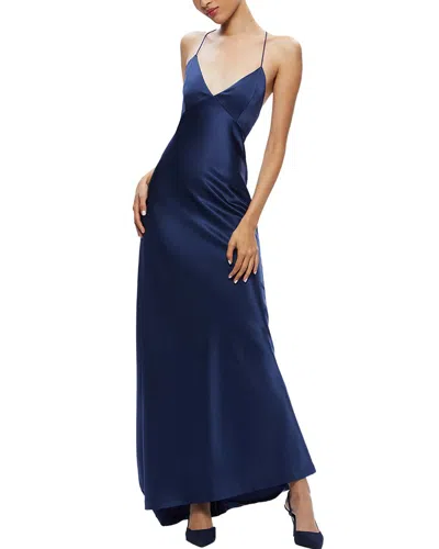 Alice And Olivia Montana Lace Up Back Maxi Gown In Blue