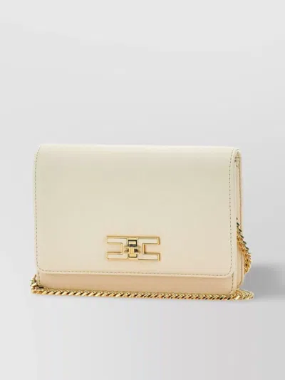 Elisabetta Franchi Small Chain Shoulder Strap In White