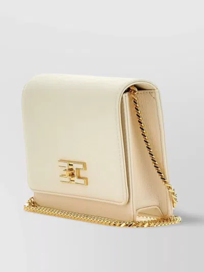 Elisabetta Franchi Small Chain Shoulder Strap In White