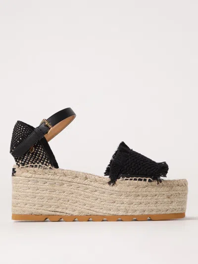 Stella Mccartney Gaia Jacquard Webbing And Alter Mat Espadrilles Black In Black