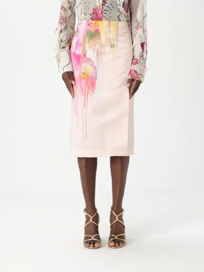 Blumarine Liquid Flower Print Duchesse Skirt In Pink