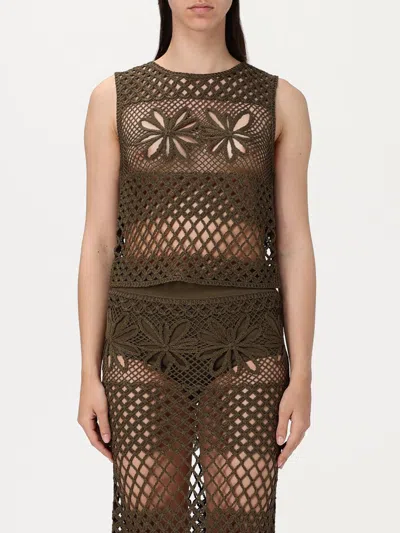 Pinko Crochet Vest In Brown