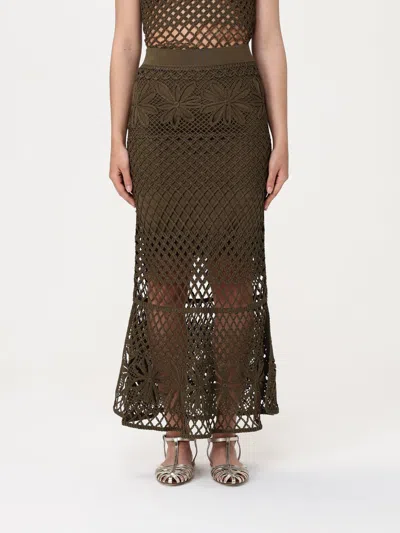 Pinko Crochet Midi Skirt In Brown