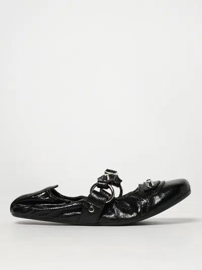 Balenciaga City Nappa Leather Ballet Flats In Black