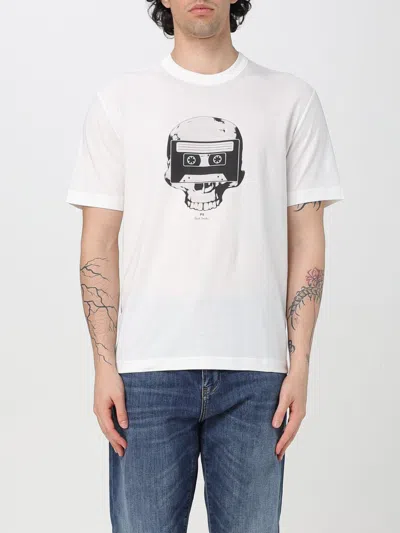 Ps By Paul Smith "tape Skull" T-shirt In White