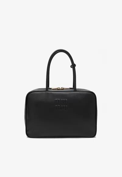 Miu Miu Beau Leather Top-handle Bag In Black