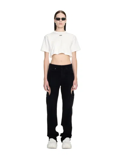 Off-white White Cropped T-shirt With Logo