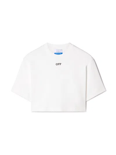 Off-white White Cropped T-shirt With Logo