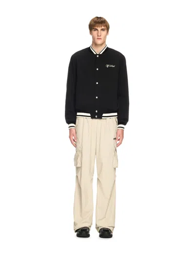 Off-white Off White Men `script Cotgab Souvenir` Varsity Jacket In Black