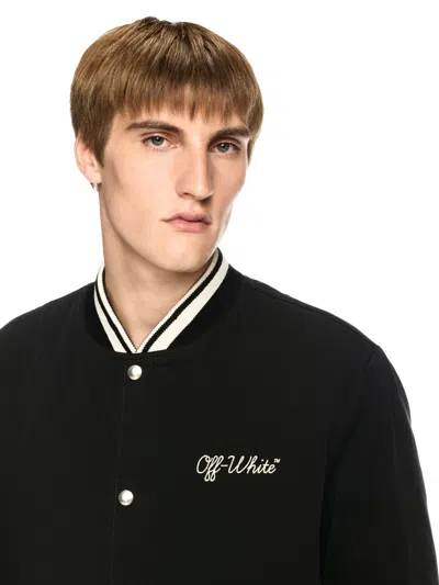Off-white Off White Men `script Cotgab Souvenir` Varsity Jacket In Black