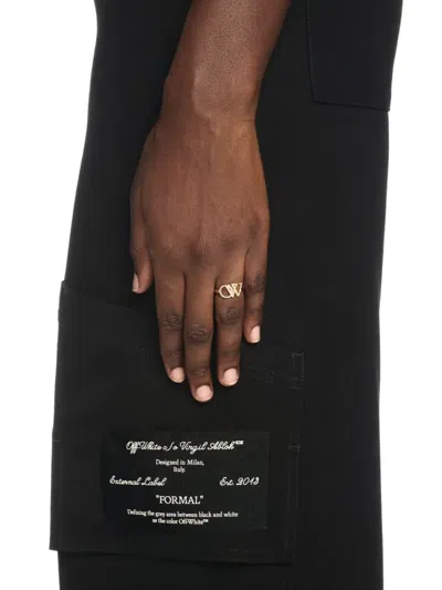 Off-white Strass Ow Ring In Gold