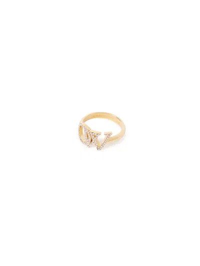 Off-white Strass Ow Ring In Gold