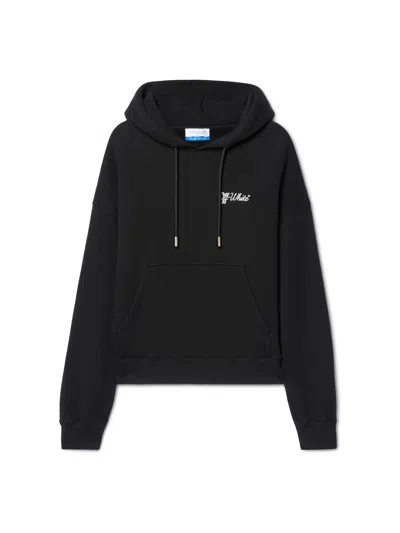 Off-white Off White Men Script Hooded Sweatshirt In Black