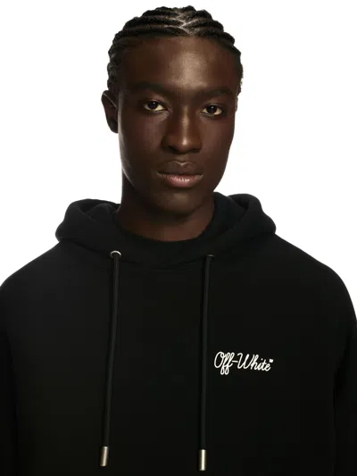 Off-white Off White Men Script Hooded Sweatshirt In Black