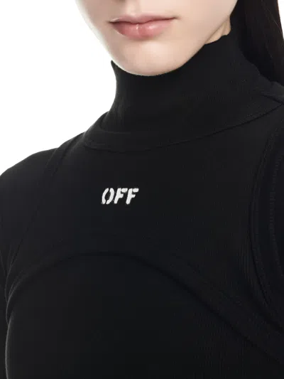 Off-white Off White™ Black Cotton Midi Dress With Logo