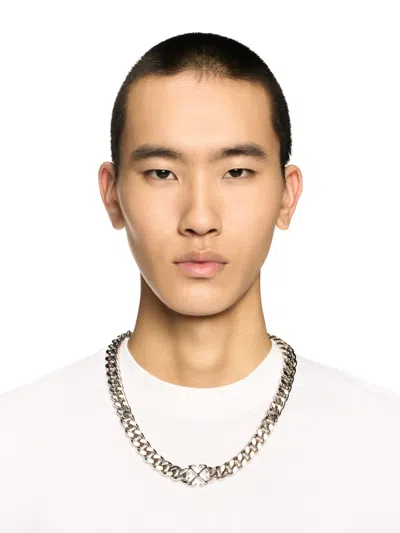 Off-white Enamel Arrow Chain Necklace In Silver