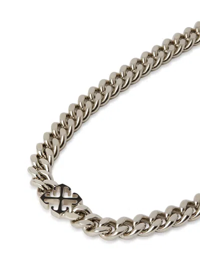 Off-white Enamel Arrow Chain Necklace In Silver