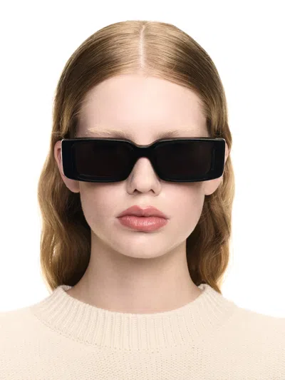 Off-white Sculpted Rectangle Sunglasses Uv Protection In Black