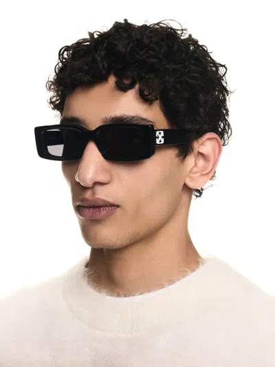 Off-white Sculpted Rectangle Sunglasses Uv Protection In Black