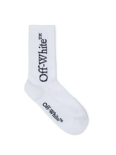 Off-white White Big Logo Bookish Mid Calf Socks In White