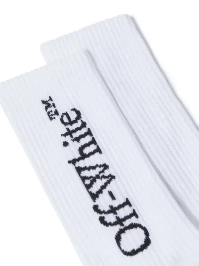 Off-white White Big Logo Bookish Mid Calf Socks In White
