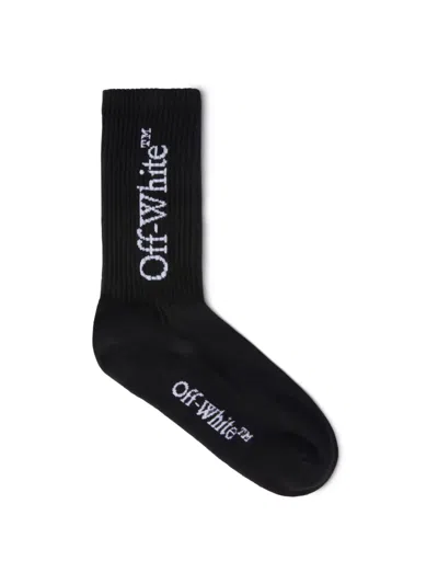 Off-white Bookish Mid' Black Cotton Blend Socks In Black