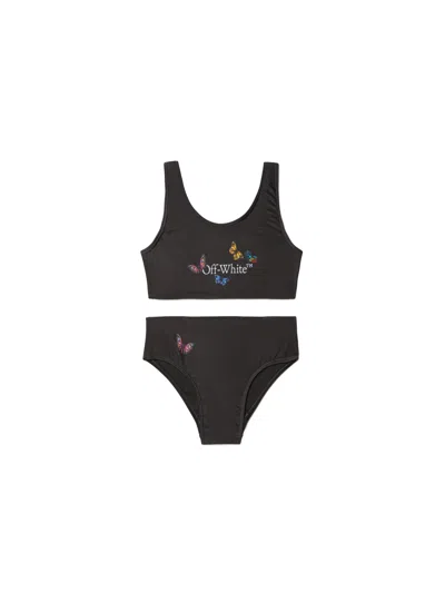 Off-white Kids Black Butterfly Bookish Bikini In Black