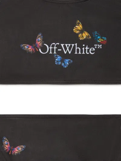 Off-white Kids Black Butterfly Bookish Bikini In Black