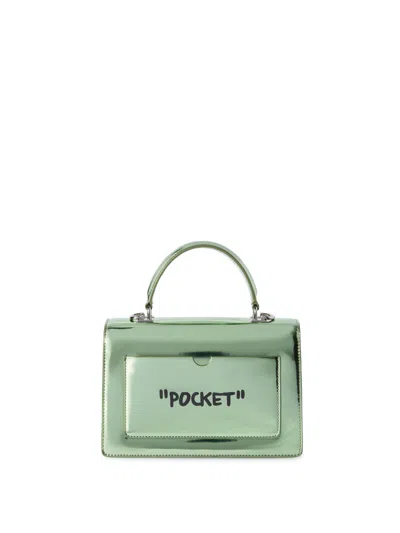 Off-white Green Jitney 1.4 Quote Top Handle Bag In Green