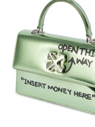 Off-white Green Jitney 1.4 Quote Top Handle Bag In Green