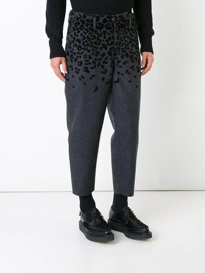 Shop Kolor Animal Print Cropped Tapered Trousers - Grey