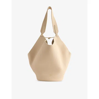 Khaite Womens Lotus Small Leather Tote Bag Dark Ivory