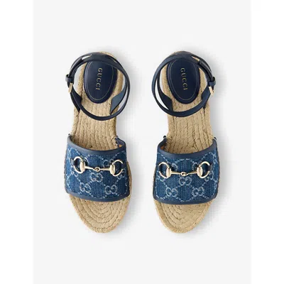 Gucci Paloma Denim Espadrille Sandals In Denim Azure Blue