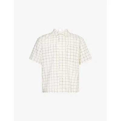 Frame Mens Vintage Check Cotton-blend Shirt Cream Multi Xl